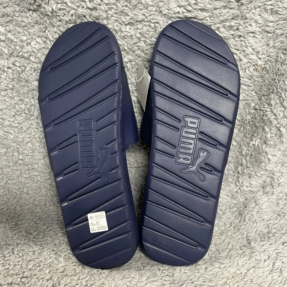 Puma Starcat Tech Men 12 Navy White Adjustable Slide Sandals